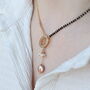 Half Black Bead Gold Plated Oval Pearl Y Shape Lariat Mangalsutra, thumbnail 3 of 8