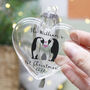 First Christmas As A Family Penguin Glass Bauble Ornament, thumbnail 2 of 4