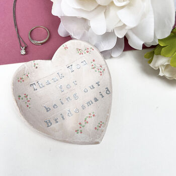 Heart Shaped Maid Of Honour Ceramic Ring Dish, 7 of 8