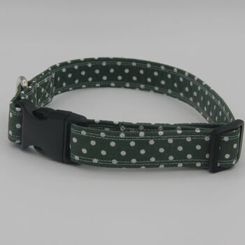 Dark Green Polkadot Dog Collar, 7 of 12