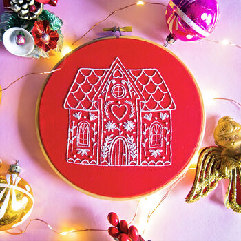 Gingerbread House Christmas Embroidery Kit, 3 of 6