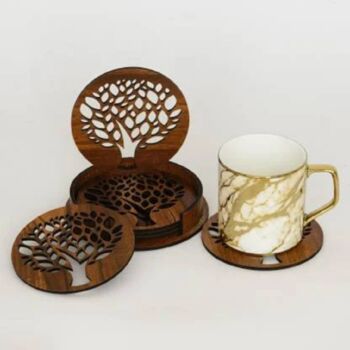 Wooden Tea Coaster With Stand Tree Design, 2 of 7