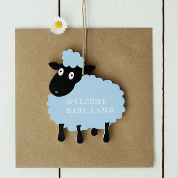Baby Lamb Wooden New Baby Or Christening Card, 2 of 4