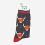 Highland Cow Santa Hat Christmas Bamboo Socks Black Marl Red, thumbnail 2 of 4
