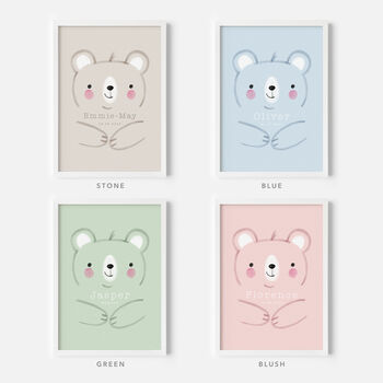 Cute Bear Personalised Name And Date Print, 7 of 10