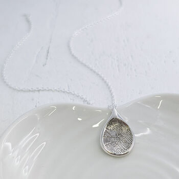 Silver Fingerprint Soft Droplet Pendant, 2 of 6