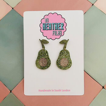 Avocado Glitter Resin Earrings / Brunch Lover Gift / 'Holy Guacamole' Gift, 2 of 5