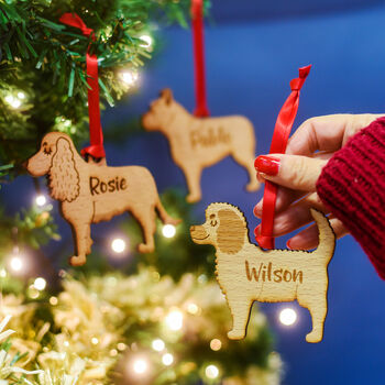 Personalised Dog Breed Wooden Christmas Tree Decoration, 2 of 12