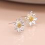 Sterling Silver And Yellow Gold Daisy Flower Stud Earrings, thumbnail 3 of 8