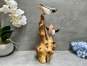 Wooden Penguin Ornaments Hand Carved Penguins Sculpture, 6 of 8