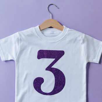 Glitter Number Children's Age Birthday T Shirt, 2 of 12