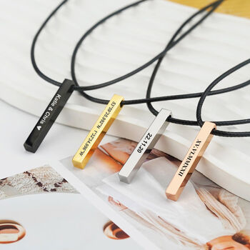 Personalised Rectangle Bar Necklace, 3 of 12
