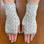 Ladies Knitted Fingerless Mittens With Line Pattern, thumbnail 1 of 7