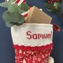 Personalised Red Christmas Stocking With Knitted Cuff, thumbnail 2 of 6