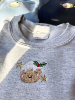Embroidered Super Cute Mini Christmas Pudding Jumper, 6 of 8