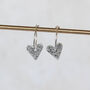 Sterling Silver Textured Heart Charm Hoops, thumbnail 6 of 10
