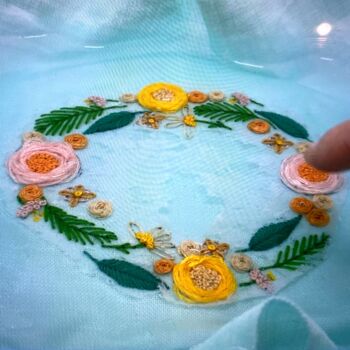 Turquoise Floral Wreath Embroidery Kit, 9 of 11