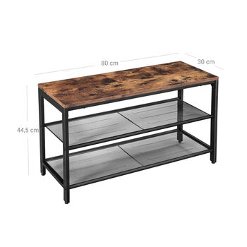 Industrial Style Shoe Bench With Two Shelves, 4 of 5