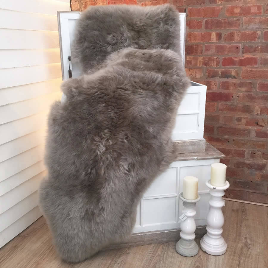 Luxury Grey Vole Double Sheepskin Rug By Cowshed Interiors