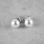 White Freshwater Pearl Sterling Silver Stud Earrings, thumbnail 7 of 10