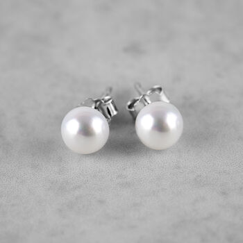 White Freshwater Pearl Sterling Silver Stud Earrings, 7 of 10