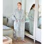 Block Printed Blue Cornflower Cotton Dressing Gown, thumbnail 2 of 5