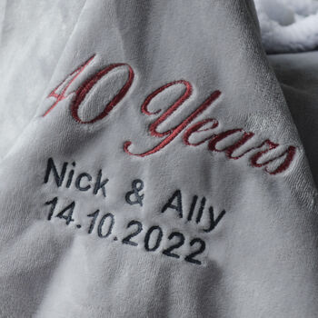Personalised Ruby Wedding Anniversary Grey Blanket, 4 of 5