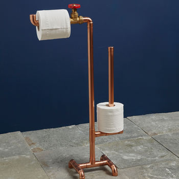 Industrial Copper Pipe Toilet Roll Stand By Lime Lace 