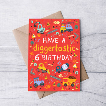 Any Age Construction Birthday Card, Boys Birthday Card, Digger, Vehicles, 7 of 7