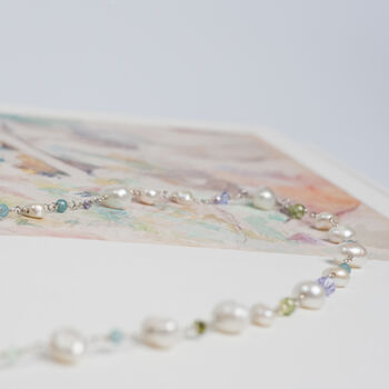 Multi Pearls Swarovski And Gemstones Necklace, 7 of 12