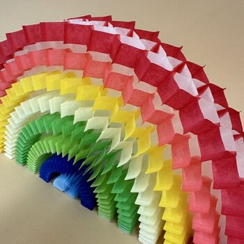 Striped Fan Paper Decoration Rainbow 30cm, 2 of 2
