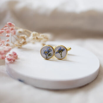 Forget Me Not Pressed Flower Cufflinks, 5 of 6