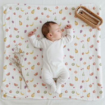 Luxury Fruit Organic Cotton Muslin Swaddle, 2 of 3