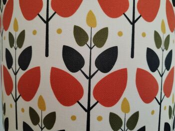 Tree Leaf Lampshade Retro Leaves Pattern Terracotta Orange Cotton Handmade Fabric Drum Table Floor Or Ceiling Pendant Lamp Shade, 5 of 7