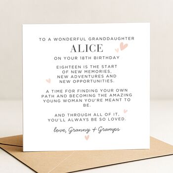 18th Message Birthday Card For Granddaughter, 2 of 7
