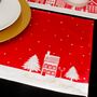 Christmas Table Place Mats Red Village Four Pack, thumbnail 5 of 5