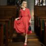 Lucille Dress In Windsor Wine 1940s Vintage Style, thumbnail 3 of 3