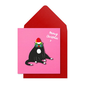 Christmas Grumpy Santa Cat Pack Of 10 Cards, 3 of 3