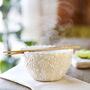 Pink Floral Scalloped Edge Ceramic Ramen Bowl And Chopsticks Set, thumbnail 1 of 4