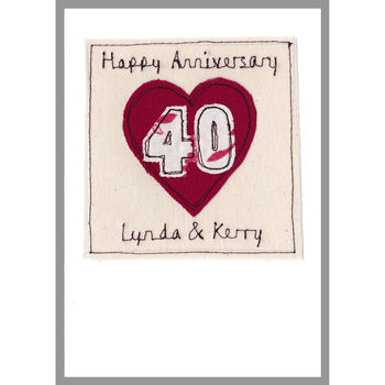Personalised Ruby 40th Wedding Anniversary Card, 7 of 12