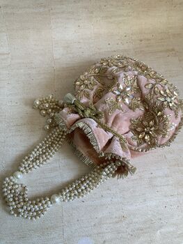 Pink Velvet Handcrafted Potli Bag, 8 of 9