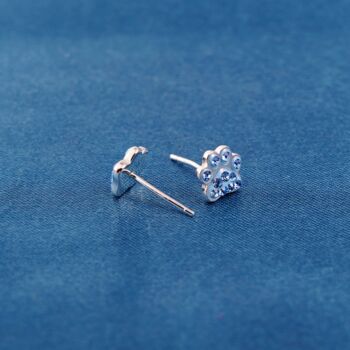 Blue Cz Stone Paw Print Stud Earrings, 6 of 7