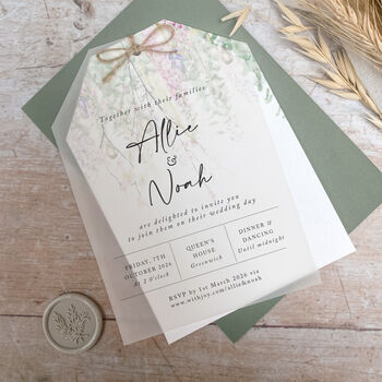 Whimsical Spring Vellum Tag Wedding Invitations, 2 of 6