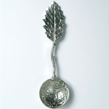 Chestnut Leaf Pewter Sugar Spoon, Gifts For Gardeners, 5 of 7