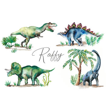 Personalised Dinosaurs Children's Art Print, 4 of 6
