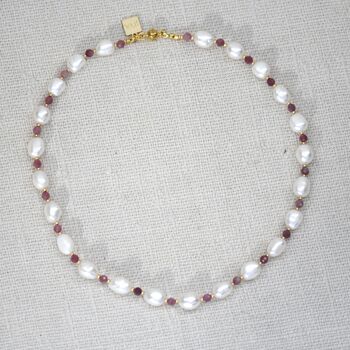Pink Tourmalines And Baroque Pearls Necklace, 5 of 6