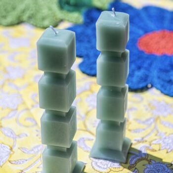 Set Of Two Sea Green Cube Candles, 2 of 2