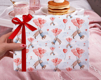 Three Sheets Of Sausage Dog Love Wrapping Paper, 2 of 2