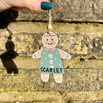 Wooden Personalised Gingerbread Character, 2 of 5