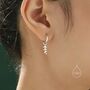 Delicate Leaf Charm Huggie Hoop Earrings, thumbnail 1 of 10